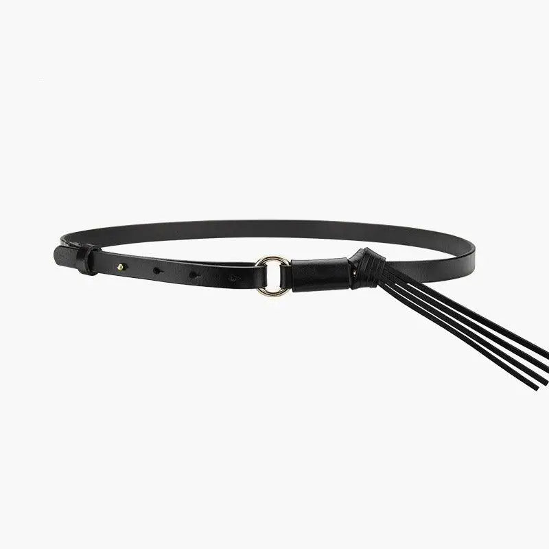 Vagi Leather Belt with Tassel in Various Colors showcasing stylish leather belt craftsmanship