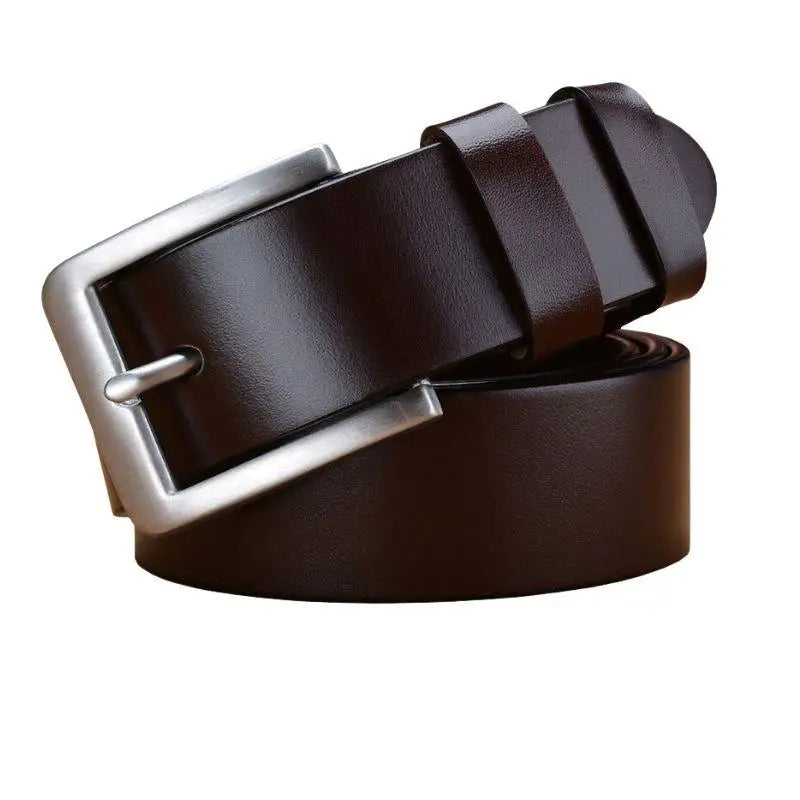 Brown leather belt with silver buckle, Ceinture en cuir plein fleur pour homme modèle Orenzio