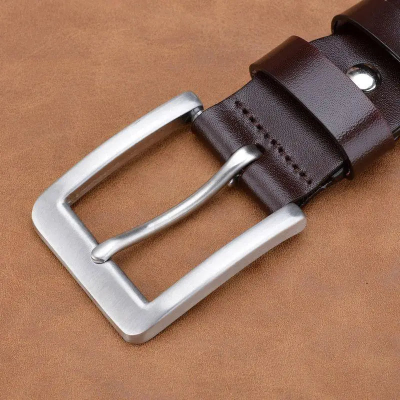 Brown leather belt with silver buckle from Ceinture en cuir plein fleur homme Orenzio