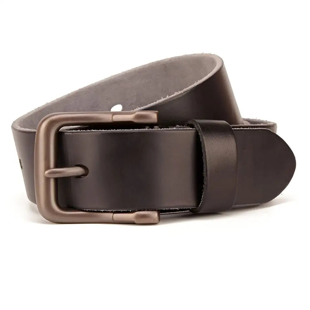Brown leather belt with metal buckle from Pair of Brown Leather Belts with Metal Buckles