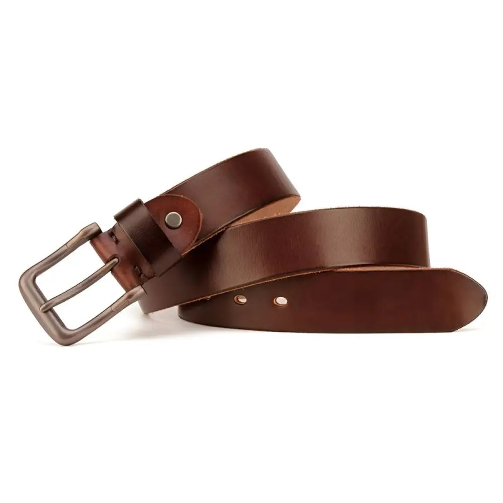 Leather belt with metal buckle for Men from Pair of Brown Leather Belts collection