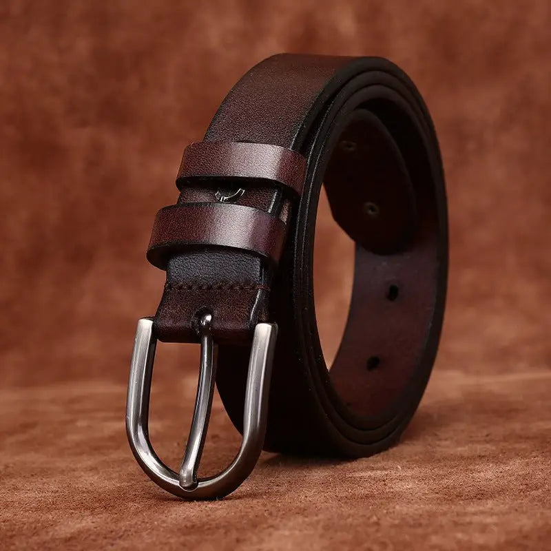 Brown leather belt with a silver buckle from Colorful Leather Belts collection