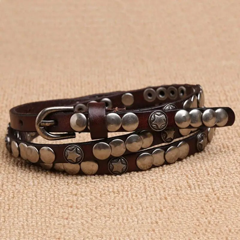 Alpui Women’s Leather Belt with Silver Studs for stylish women’s leather accessories