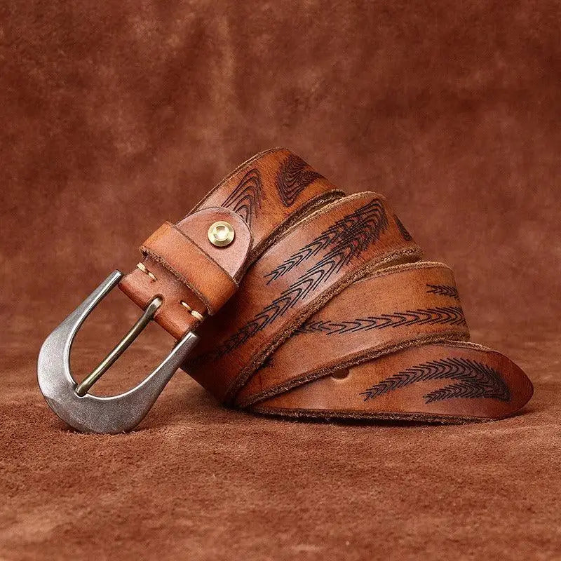 Set of three brown leather belts with silver buckles displayed for stylish fashion layering