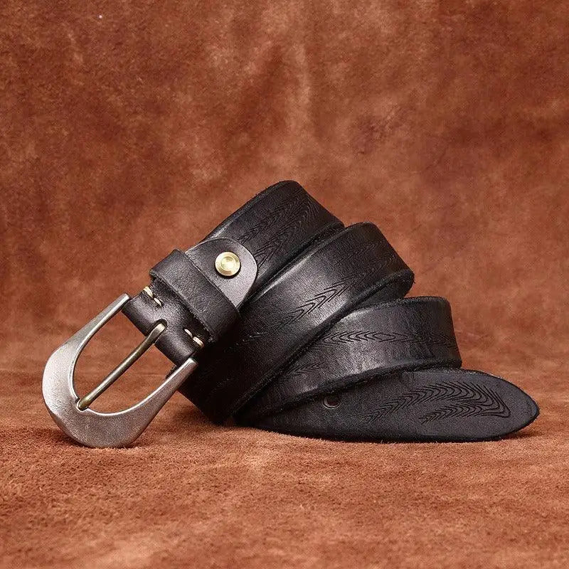 Black leather belt with a silver buckle from the Set of Three Leather Belts collection