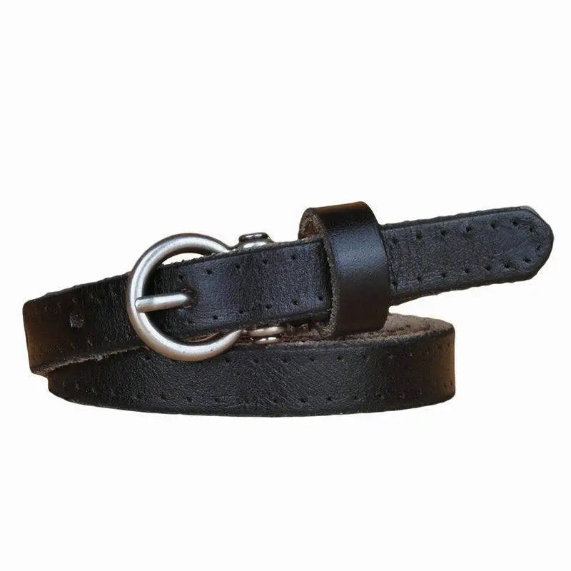 Black leather belt with silver buckle from Colorful Leather Belts Set for Dresses and Outfits