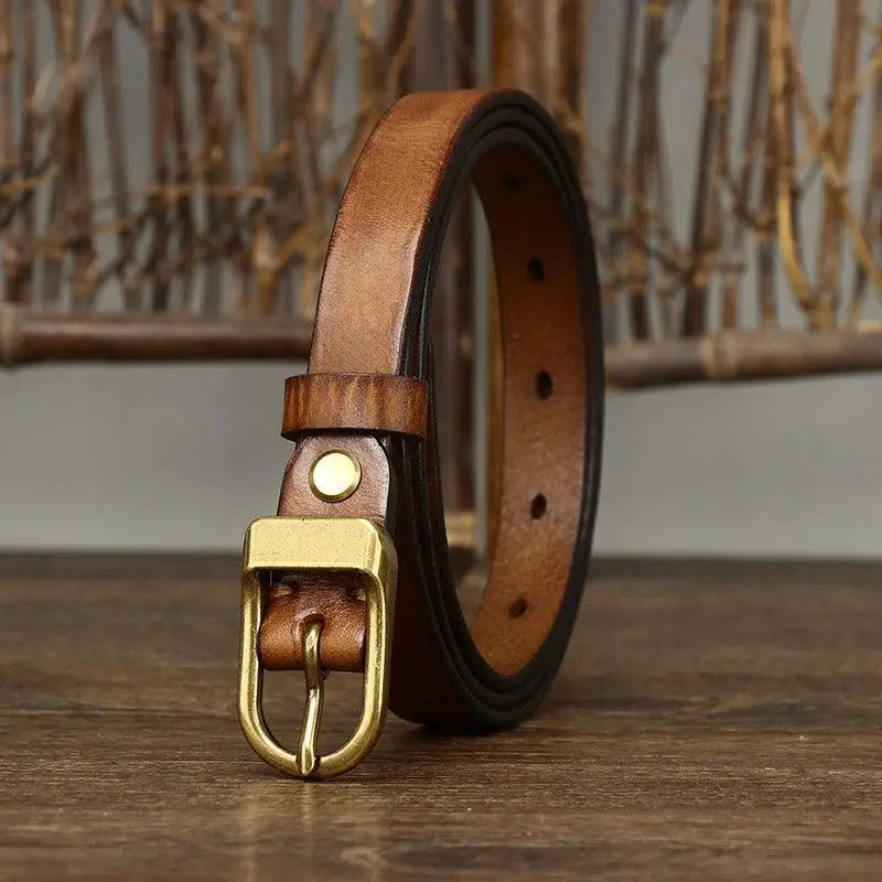 Full-grain leather belt with brass buckle from Set of four full-grain leather belts