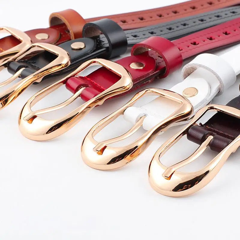 Colorful leather belts with gold buckles displayed for the Leather Belts in Various Colors with Elegant Buckle Designs