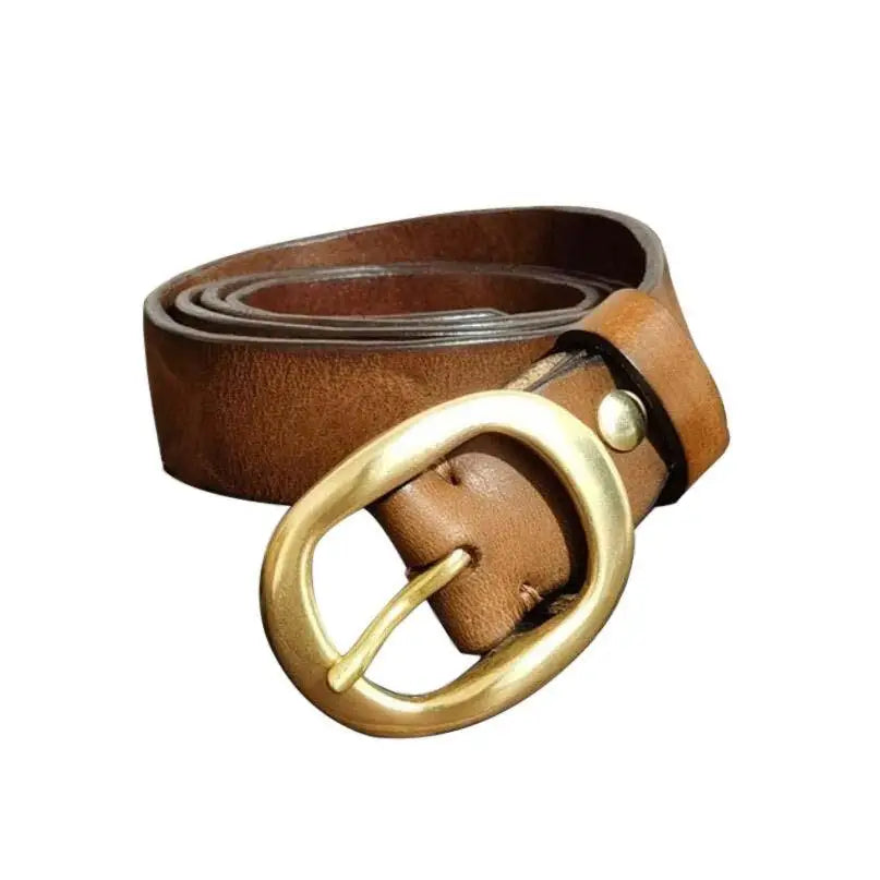 Leather belt with brass buckle from Brown Leather Belt with Brass Buckle for Classic Style