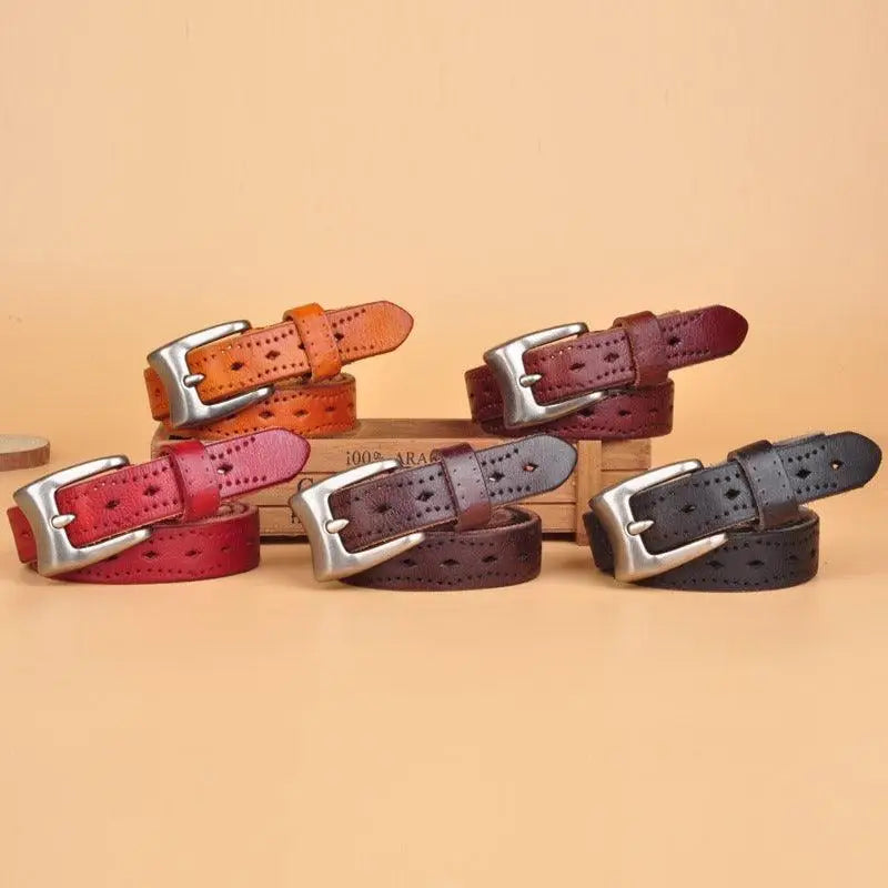 Assorted leather belts with silver buckles featuring Bahiti Model Brown Leather Belt design