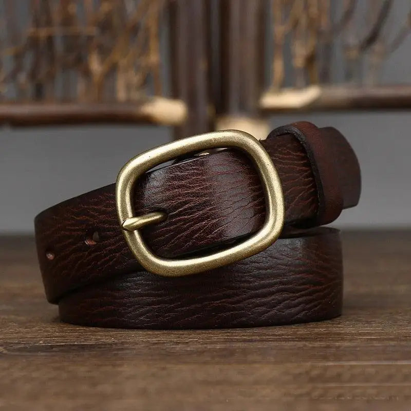 Claniuniu Belt made of full-grain leather with brass buckle for stylish wear