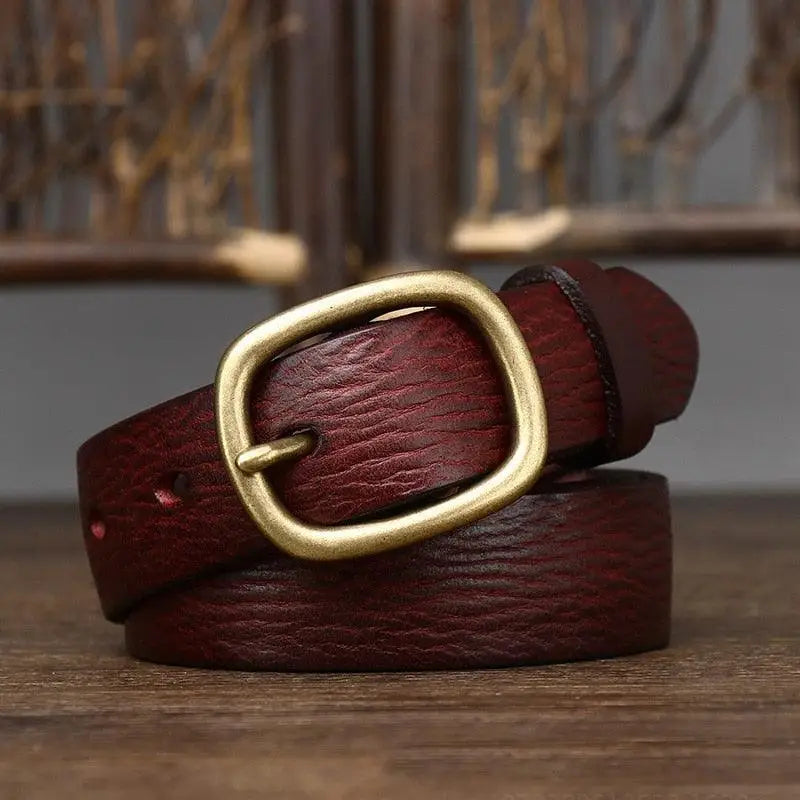 Claniuniu belt made of full-grain leather with brass buckle for classic style