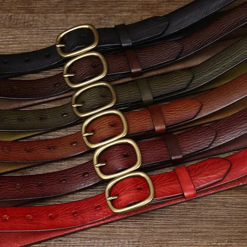 Assorted Claniuniu Belt full-grain leather with brass buckle for stylish men’s accessories