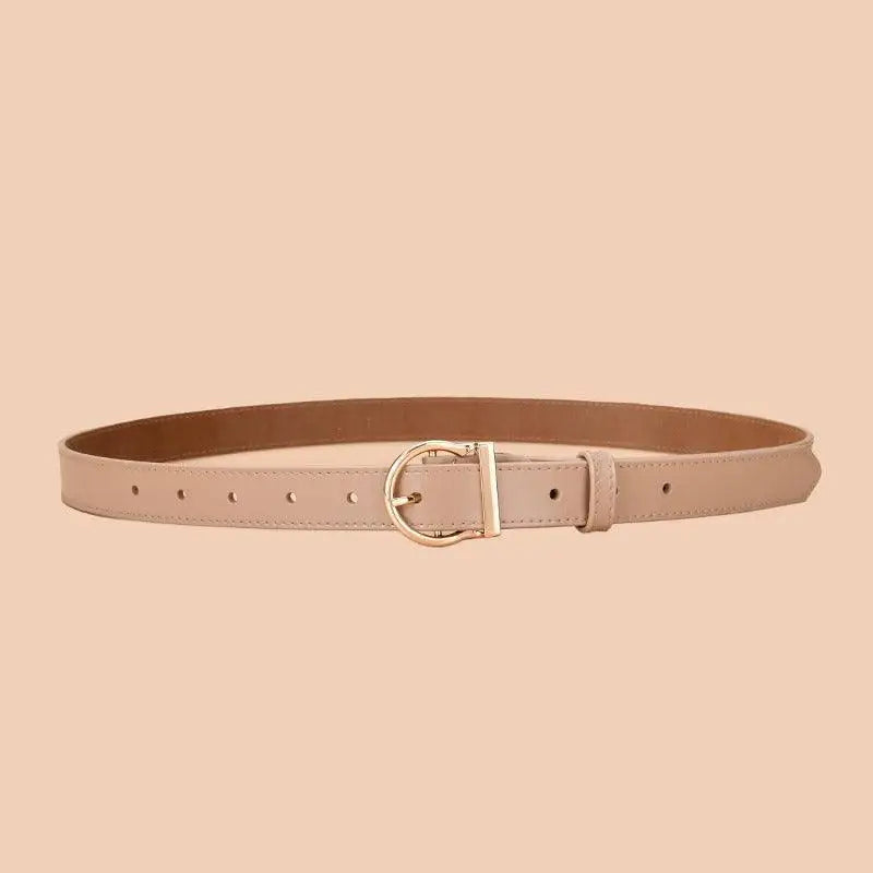 Beige leather belt with gold buckle from Assorted Colorful Leather Belts collection
