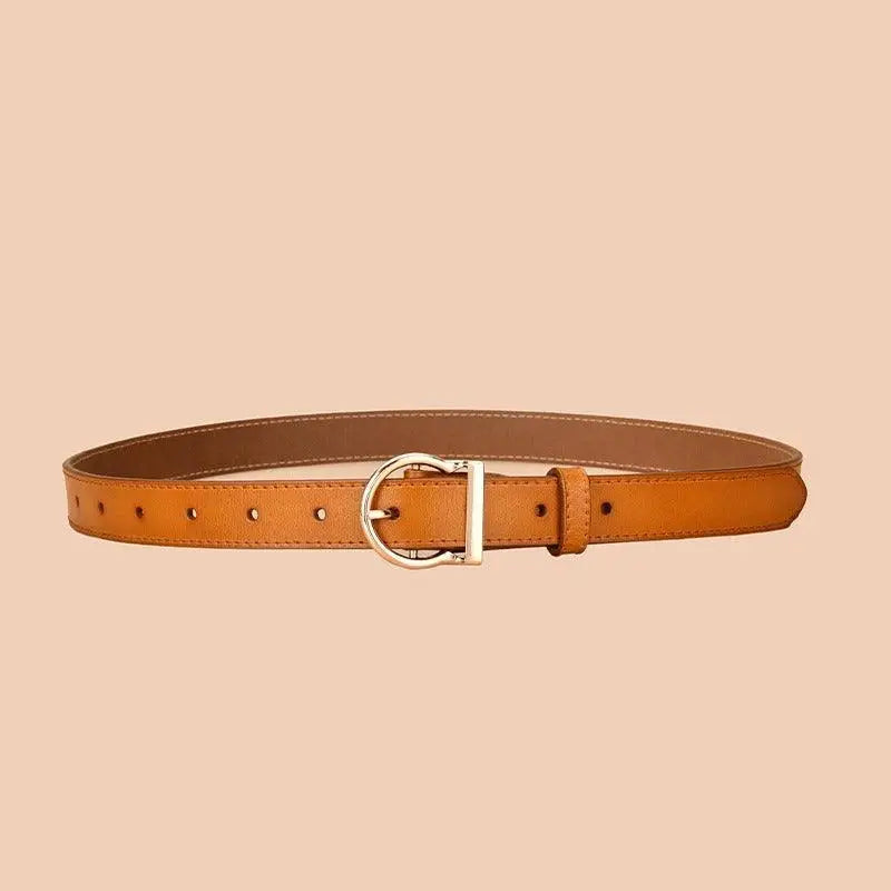 Brown leather belt with silver buckle from Assorted Colorful Leather Belts with Gold Buckles