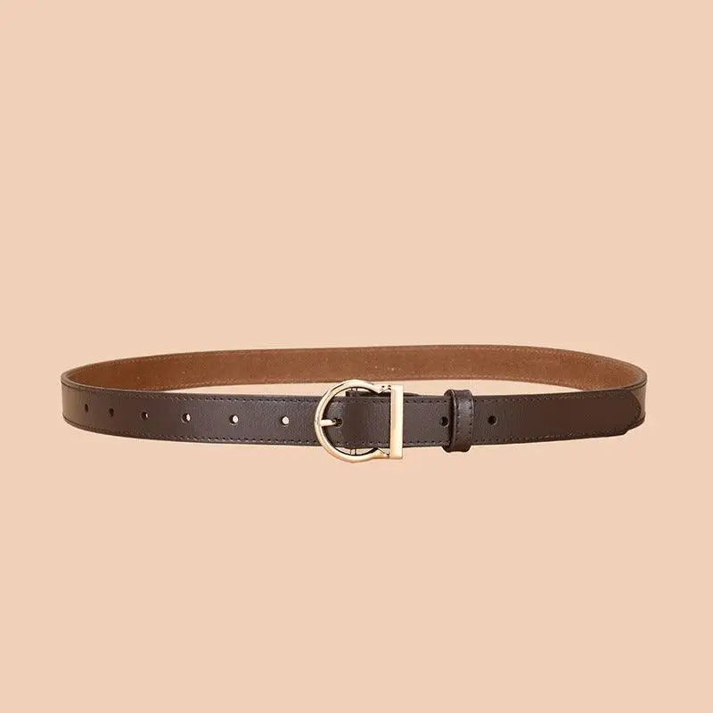 Brown leather belt with a silver buckle from Assorted Colorful Leather Belts with Gold Buckles
