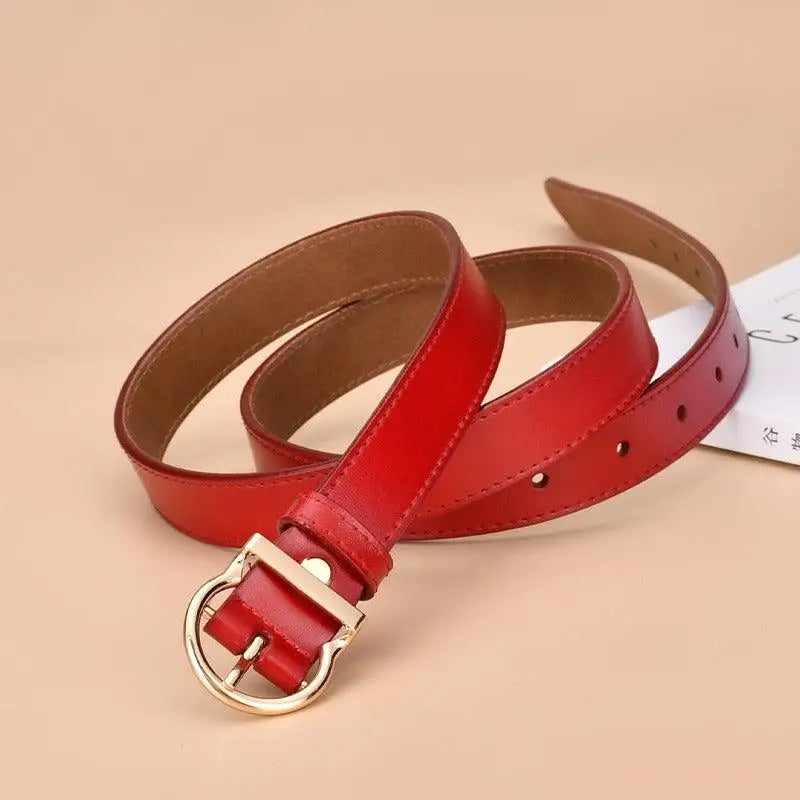 Red leather belt with gold buckle from Assorted Colorful Leather Belts collection