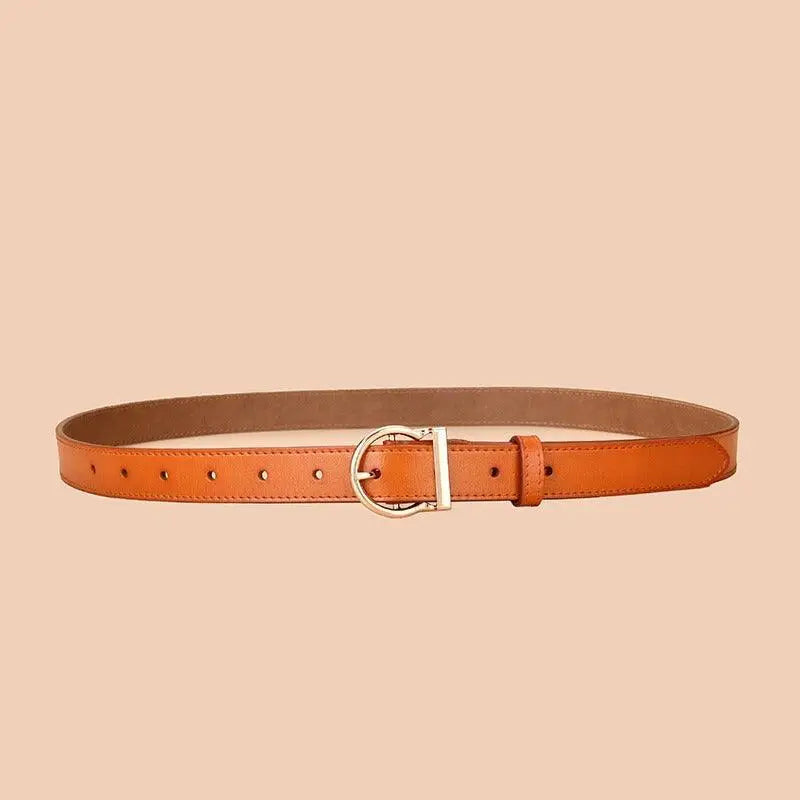 Orange leather belt with gold buckle from Assorted Colorful Leather Belts collection