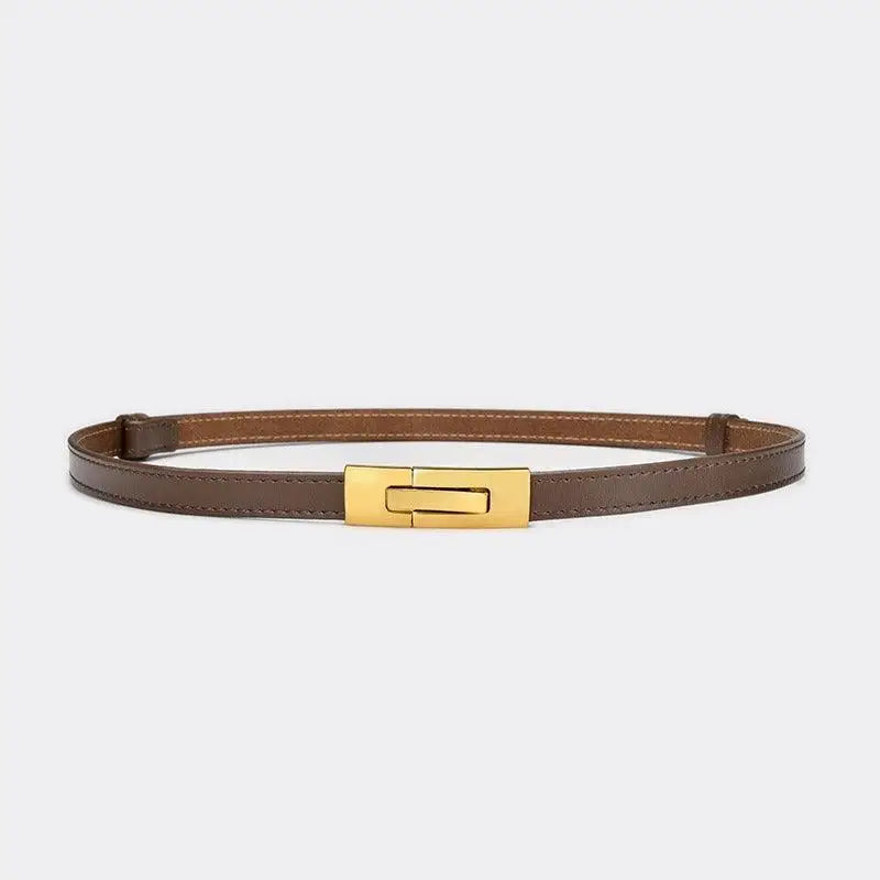 Brown leather belt with gold buckle to enhance personal style and accessories elegance