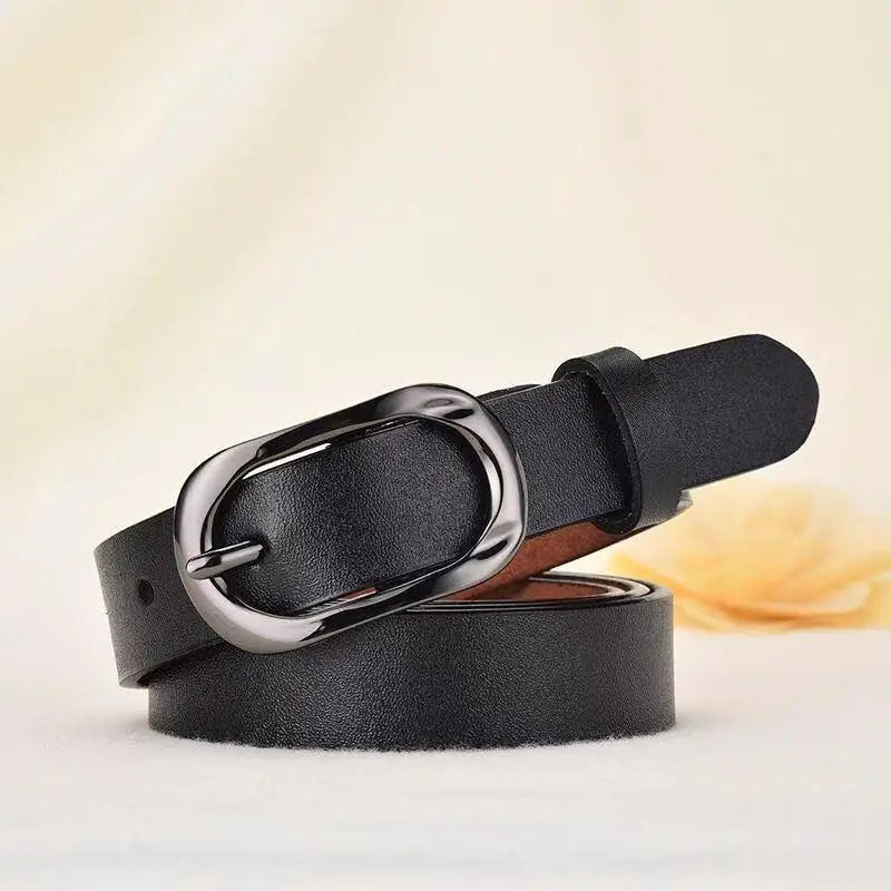 Black leather belt with silver oval buckle from Leather Belts with Silver and Oval Buckles