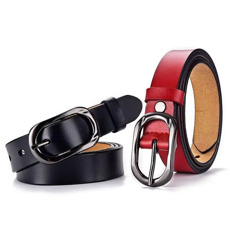 Leather belts with silver and oval buckles displayed for stylish accessory enhancement