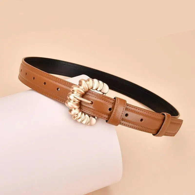 Colorful Jila Leather Belt with Gold Buckle showcasing elegant leather belt style