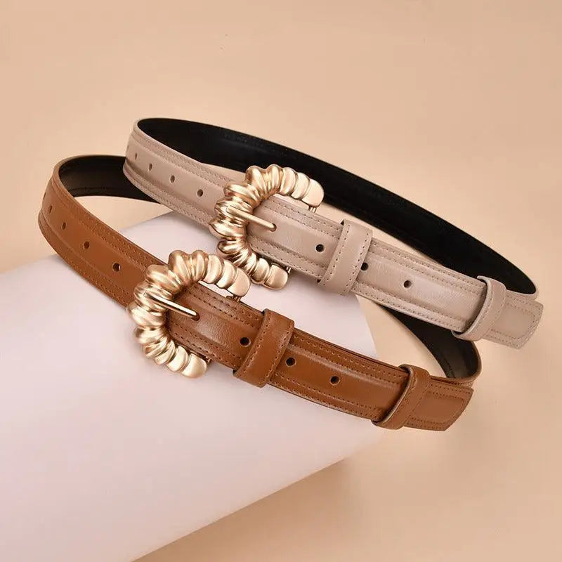 Colorful Jila Leather Belt with Gold Buckle featuring elegant leather belt design