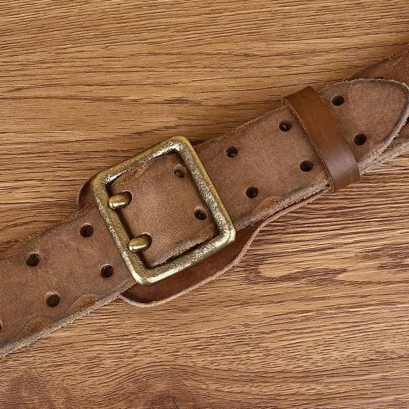 Marcnei leather belt with brass buckle, stylish leather belt for men and women