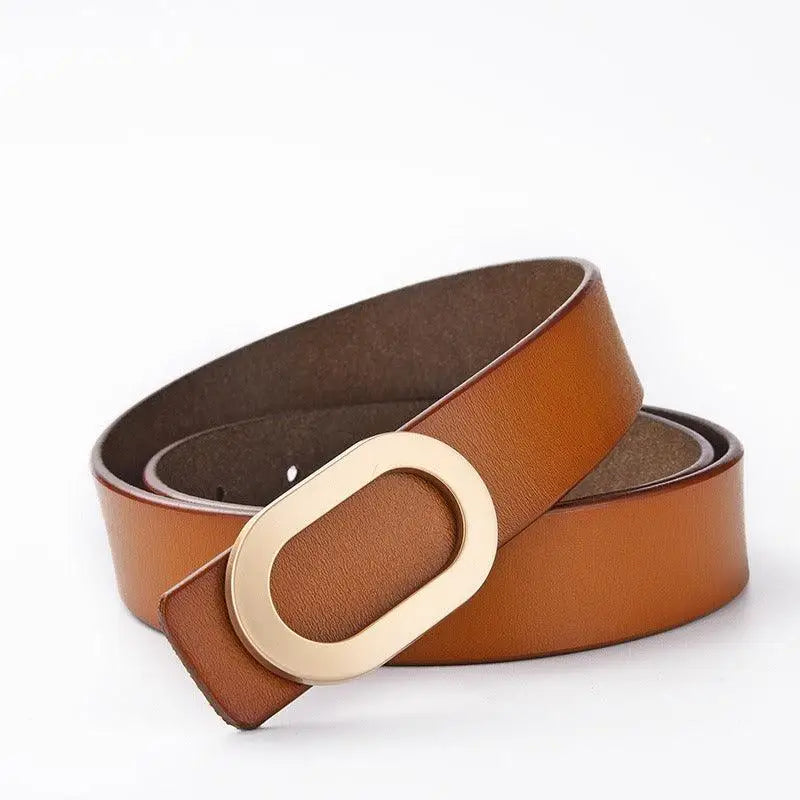 Brown leather belt with oval buckle from Leather Belts with Oval Buckles collection