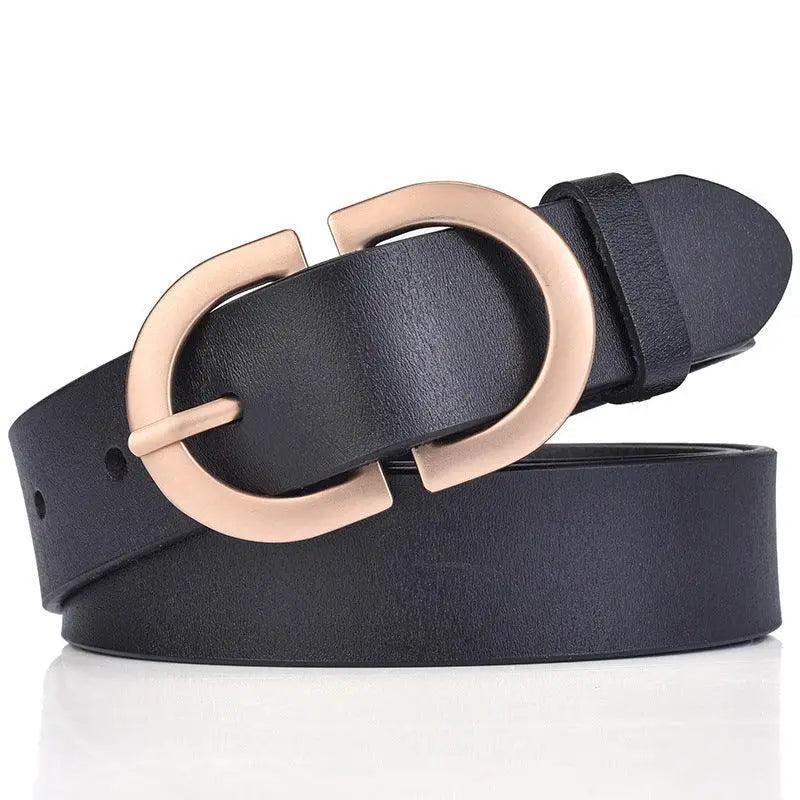 Menenba Belt Black Leather with Gold Buckle for Women’s Fashion product image