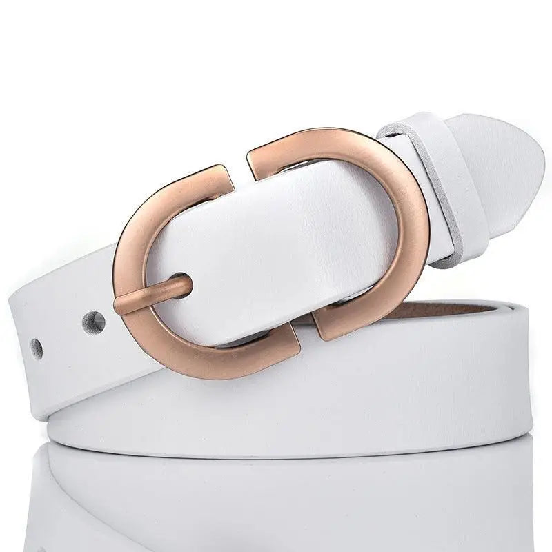 Menenba Belt White Leather with Gold Buckle for Women’s Fashion accessory