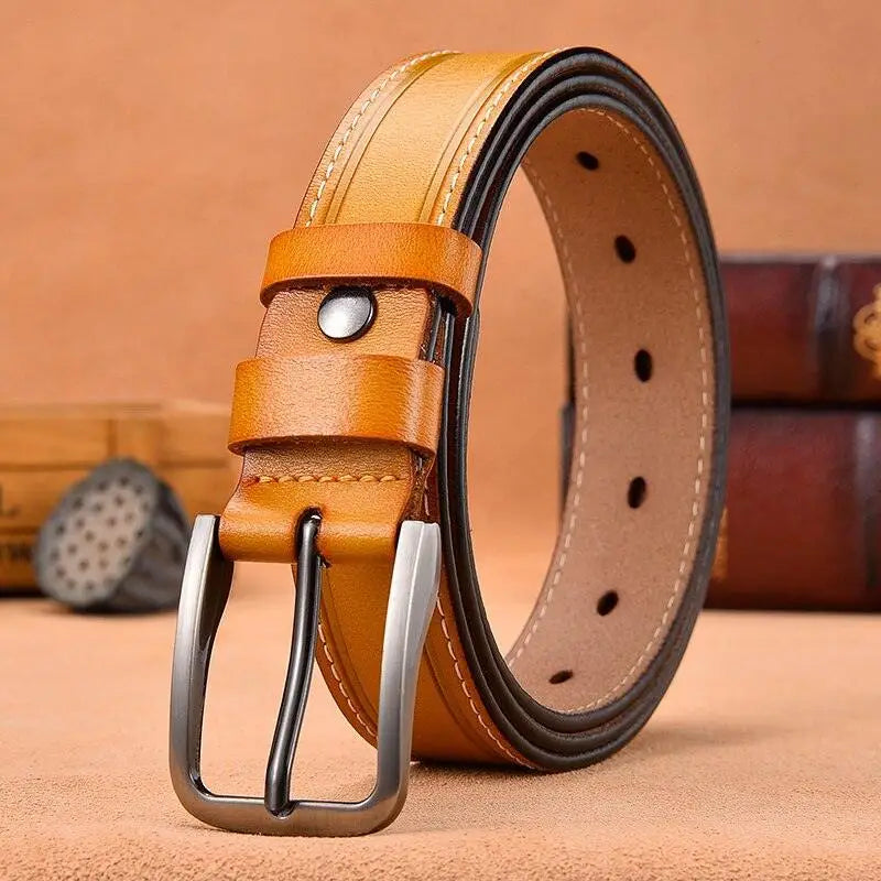 Nestani Leather Belt for Women with Silver Buckle and Black Leather Finish