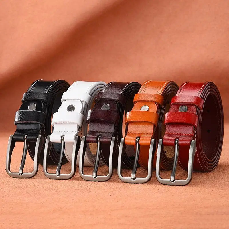 Nestani leather belt for women with silver buckle and black finish featuring assorted leather belts