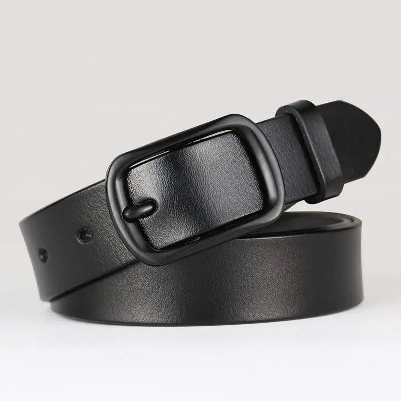 Genuine leather woman’s belt with square buckle, ceinture en cuir pour femme élégante