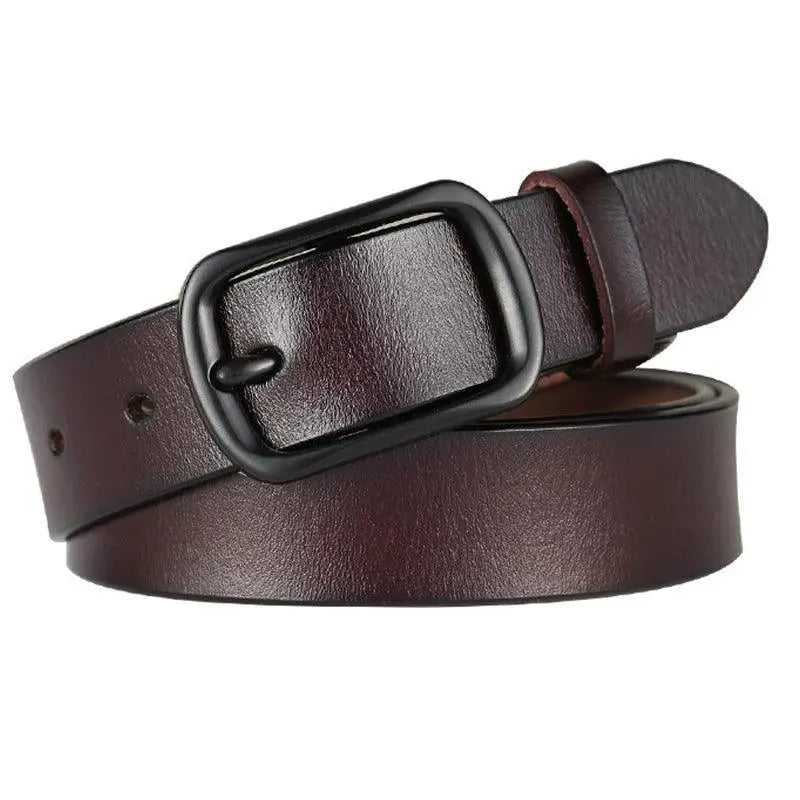 Genuine leather woman’s belt with square buckle, ceinture en cuir for casual style
