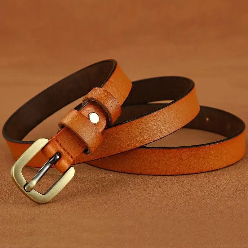 Brown leather belt with brass buckle from Nurziunia Leather Belt Collection, classic style