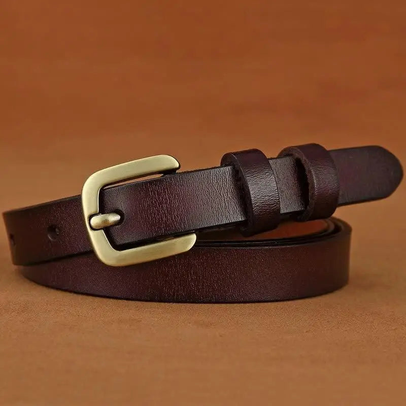 Brown leather belt with brass buckle from Nurziunia Leather Belt Collection