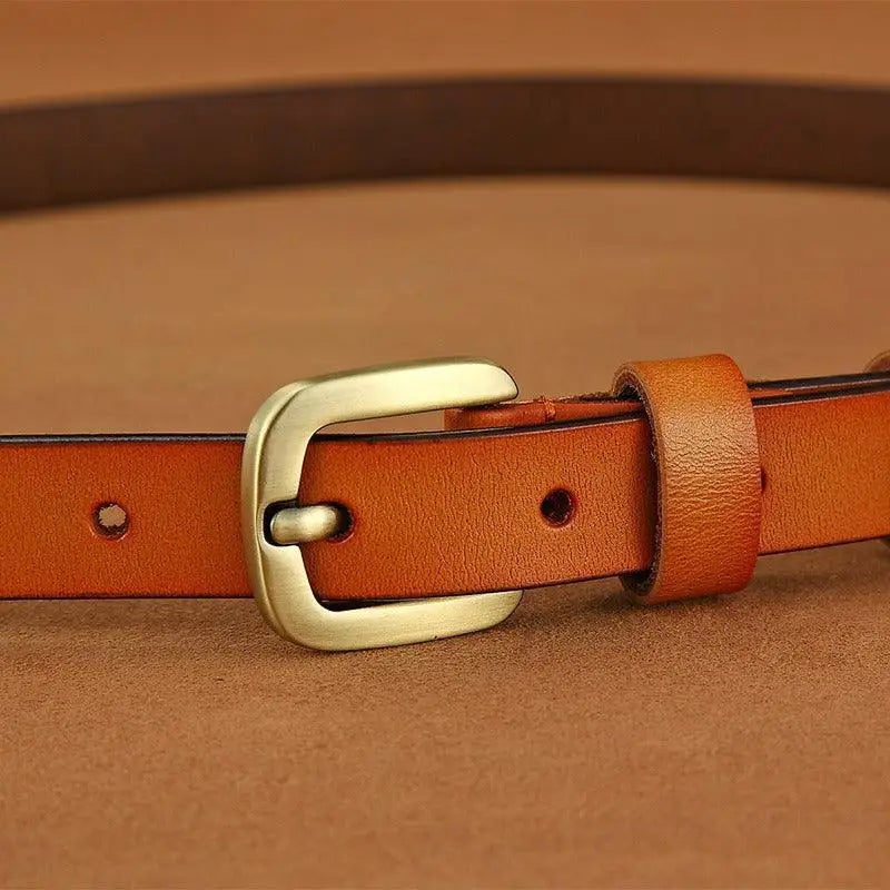 Brown leather belt with brass buckle from Nurziunia Leather Belt Collection