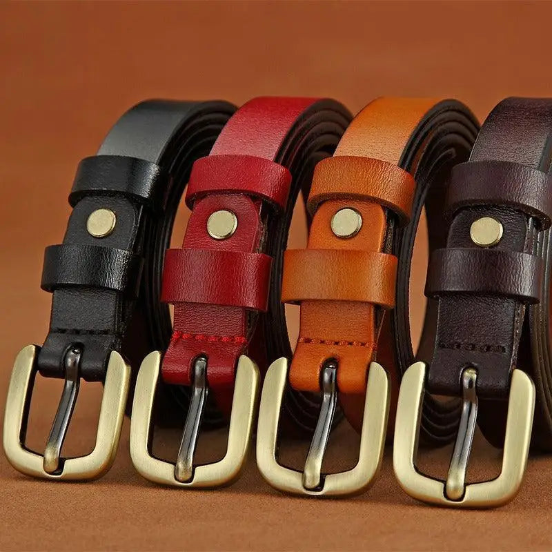 Colorful leather belts with brass buckles from Nurziunia Leather Belt Collection