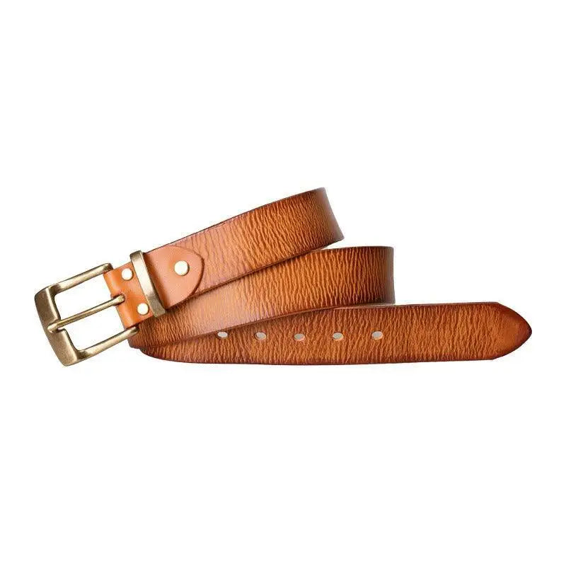Paki Belt Brown Leather Belt with Gold Metal Buckle for stylish accessories