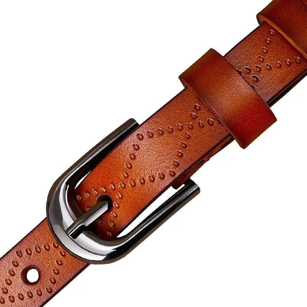 Brown leather belt with silver buckle from Pinaria Leather Belt Collection