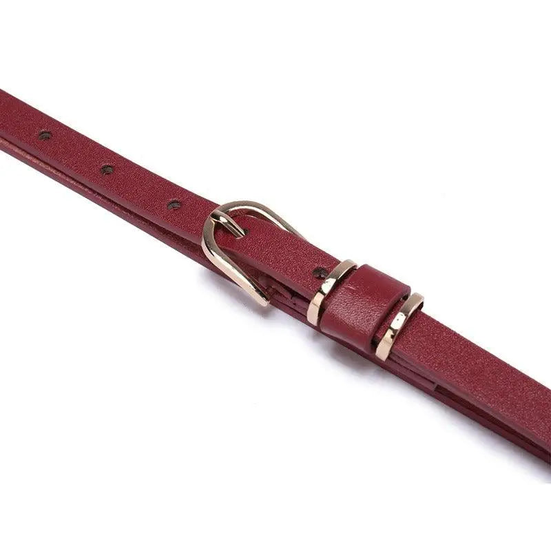 Roxane leather belt with gold buckle paired with Ribbed Beige Choker-Neck Sweater