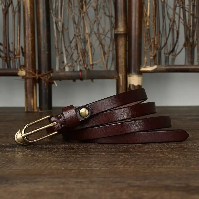 Brown leather belt with brass buckle from Leather Belts with Brass Buckles collection