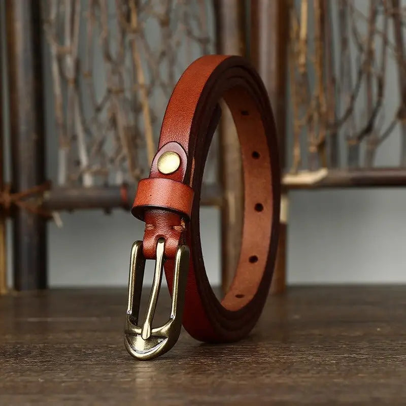 Brown leather belt with brass buckle from Leather Belts with Brass Buckles product collection