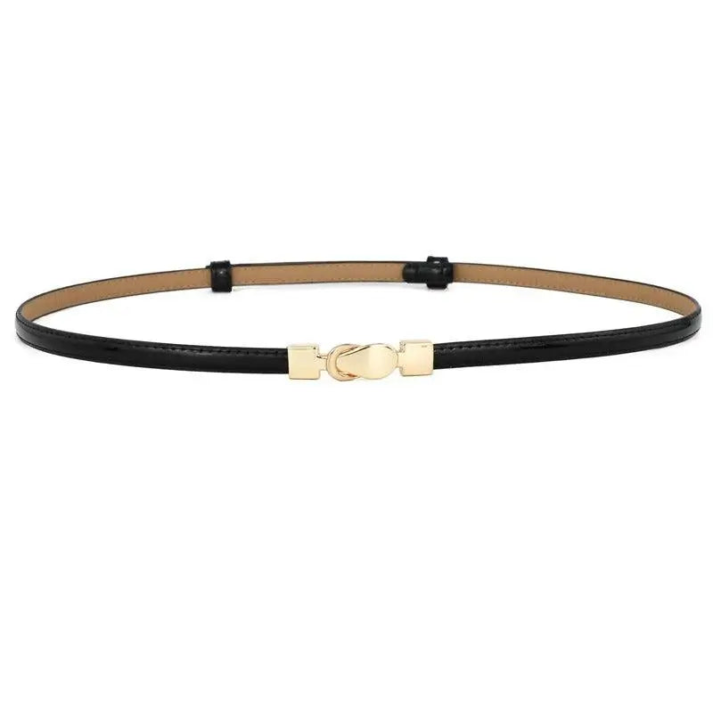Black patent leather belt with gold buckle from Thuasca Leather Belt collection