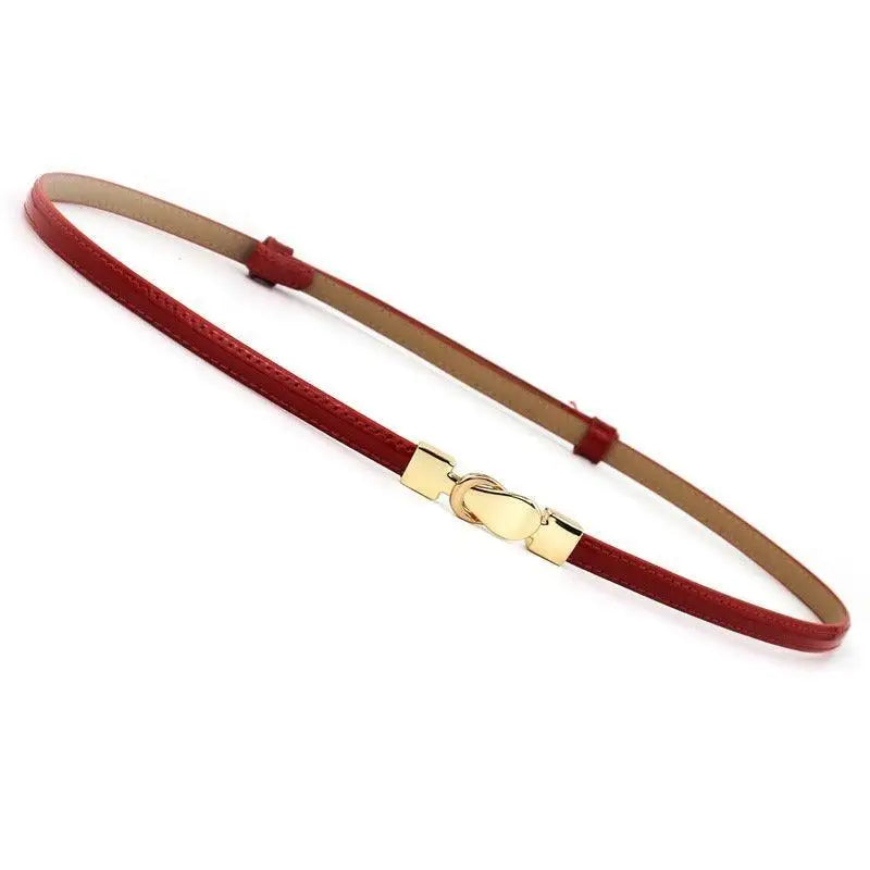 Red leather belt with gold buckle, Thuasca leather belt option for Blue Dress