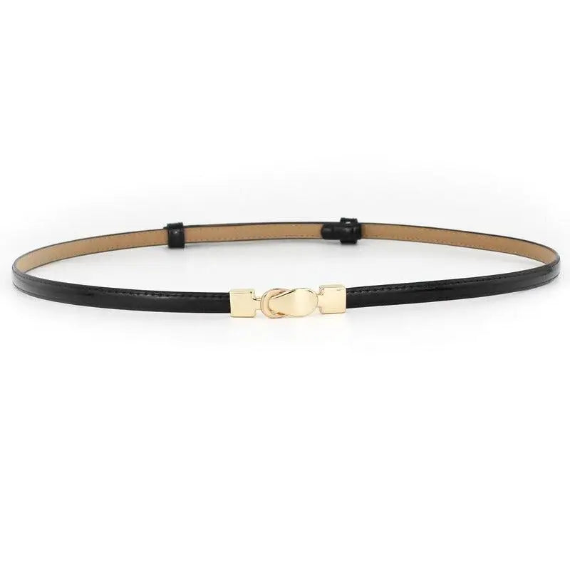 Black leather belt with gold buckle from Thuasca Leather, a stylish Thuasa Leather accessory