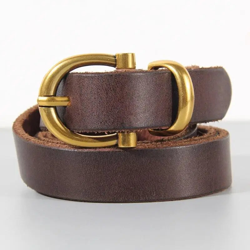 Leather belt with brass buckle from Stylish Leather Belts collection in various colors
