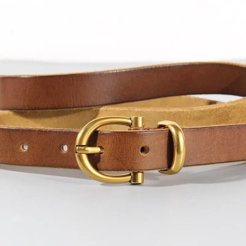 Leather belt with brass buckle from Stylish Leather Belts collection in various colors
