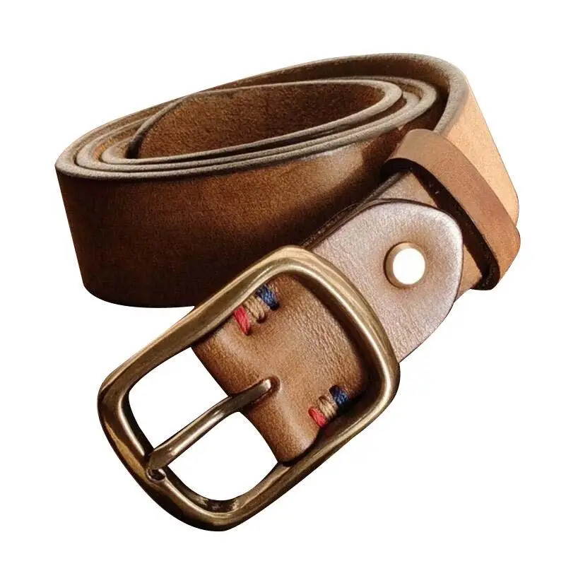 Rolled brown leather belt with brass buckle for the Assorted Brown Leather Belts collection